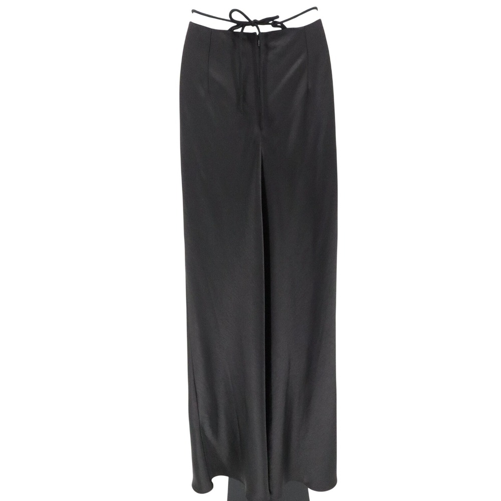 Rachel Gilbert Ryder Black Satin Cutout Tie Waist Maxi Evening Skirt Size 6 - Picture 3 of 9